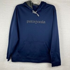 Patagonia Mens XL Navy Blue Logo Pullover Hoodie Sweatshirt Logo STY39467